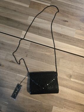 Vintage Y&S Black Metal Mesh Envelope Clutch Crossbody Evening Bag 80s